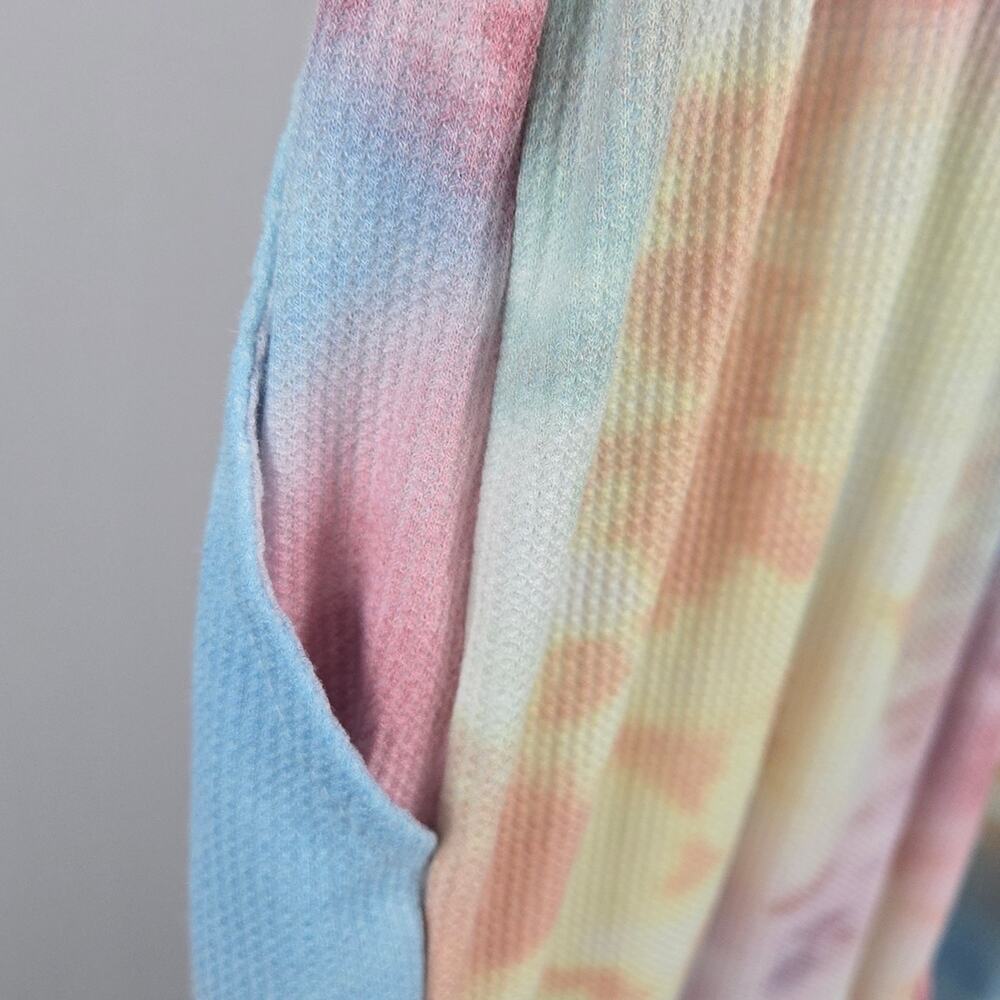 Three Bird Nest Tie Dye Waffle Knit Sleeveless Jumpsuit Pastel Medium - Picture 8 of 10